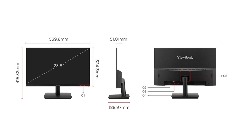 ViewSonic VA240-H - LED-backlit LCD monitor - 24" - 1920 x 1080 - HDMI / VGA
