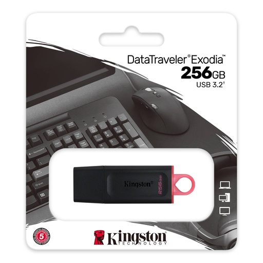 [TS-001934] Kingston DataTraveler Exodia - Unidad flash USB - 256 GB - USB 3.2 Gen 1 - negro/rosa