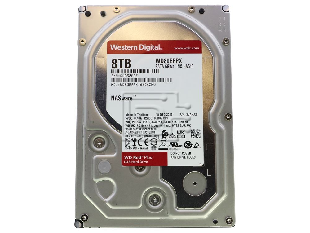 Western Digital WD Red Plus NAS Hard Drive - Hard drive - Internal hard drive - 8 TB - 3.5" - 5640 rpm
