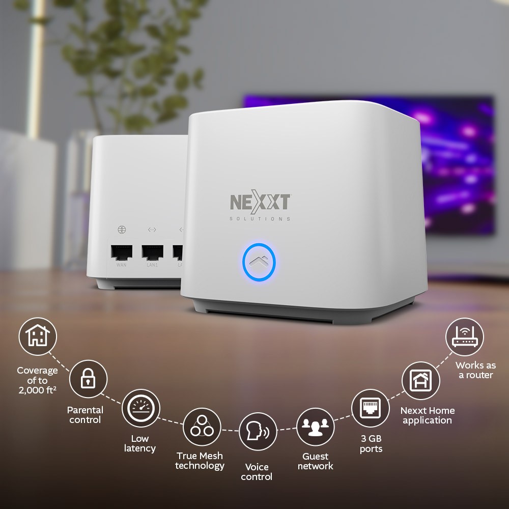 Nexxt Solutions Home - Wireless router - Wireless - 802.11a/b/g/n/ac - Desktop - 2 pack
