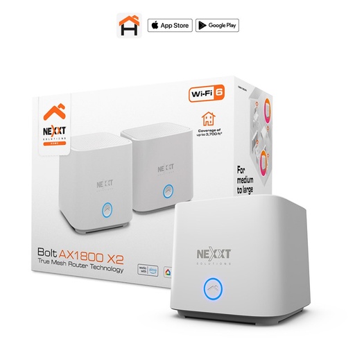 [NW231NXT39] Nexxt Solutions Home - Router - Wireless Mesh - 802.11a/b/g/n/ac/ax - Desktop - 2 pack