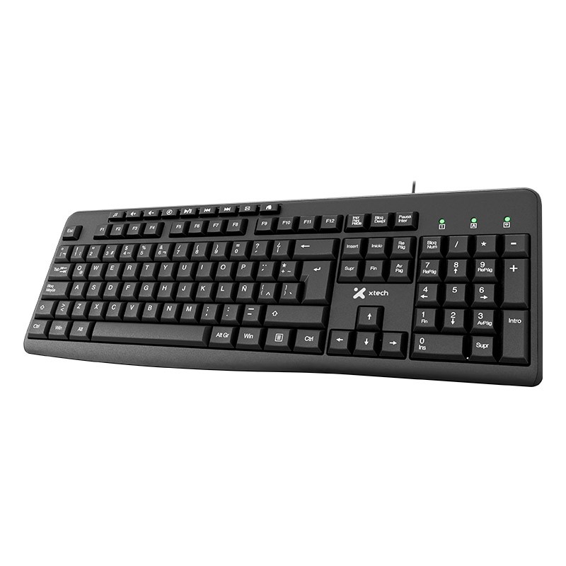 Xtech - Keyboard - Wired - Spanish - USB - Black - Multimedia 9 hotkeys XTK-140S