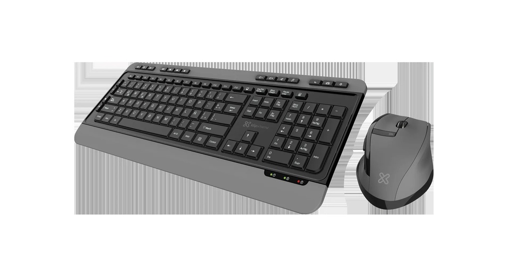 Klip Xtreme - Keyboard - Spanish - Wireless - 2.4 GHz - All black - Ergonomic