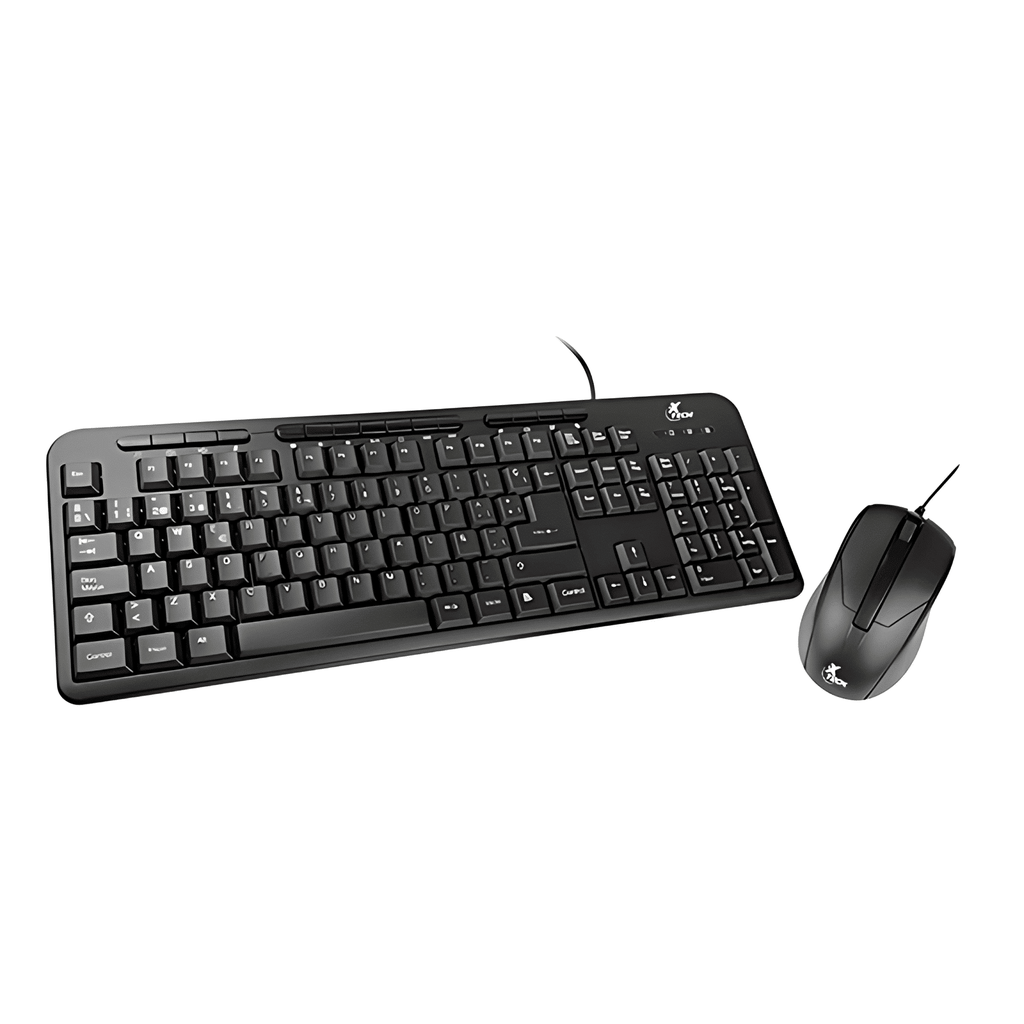 Xtech - Keyboard and mouse set - Wired - Spanish - USB - Black - Multimedia XTK-301S