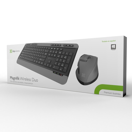 [KBK-520] Klip Xtreme - Keyboard and mouse set - Spanish - Wireless - 2.4 GHz - Black and gray