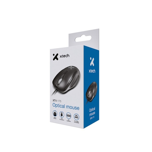 [XTM-175] XTech XTM-175 - Ratón - USB - Cableado - Negro - Optico