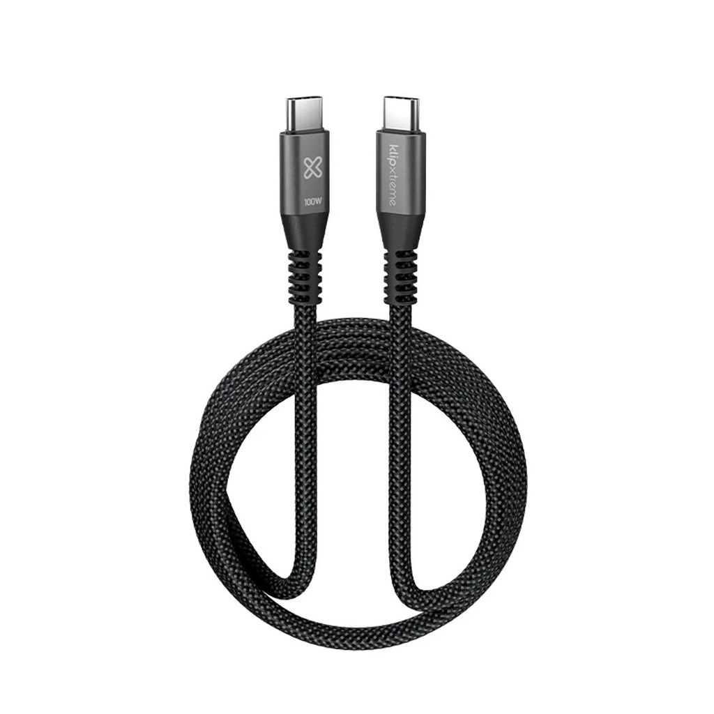 Klip Xtreme - USB cable - 24 pin USB-C - 3 m - Black - 100W Braided Fast charging
