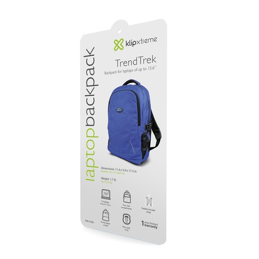 [KNB-436BL] Klip Xtreme - Notebook carrying backpack - 15.6" - Polyester - Blue - Water repellent