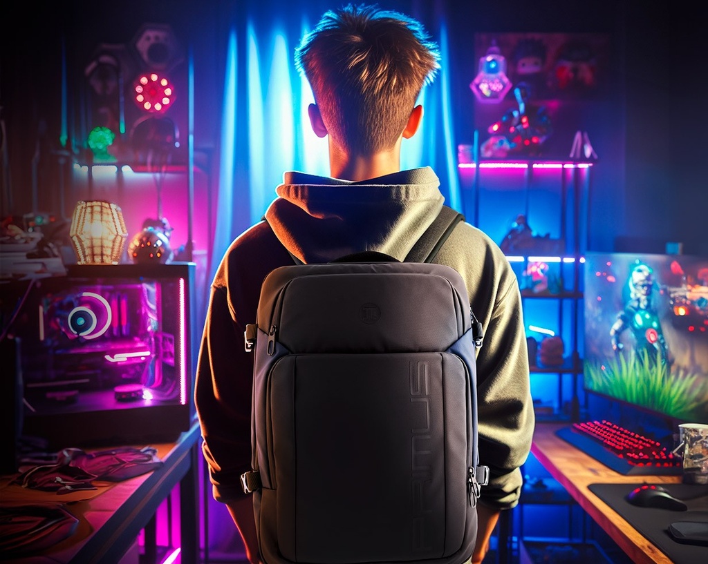 Primus Gaming - Notebook carrying backpack - 17" - 100% polyester - black and purple