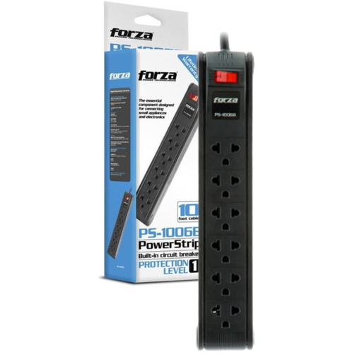 [AU140FOR13] Forza - Power strip - 6 Tomas de Corriente - Univ NEMA 10ft Cable