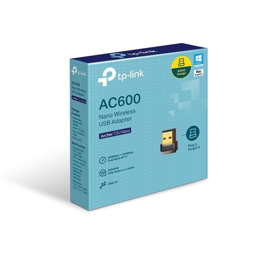 [ARCHERT2UNANO] ADAPTADOR DE RED USB TP-LINK ARCHER T2U NANO INALAMBRICO DUAL BAND 433MBPS
