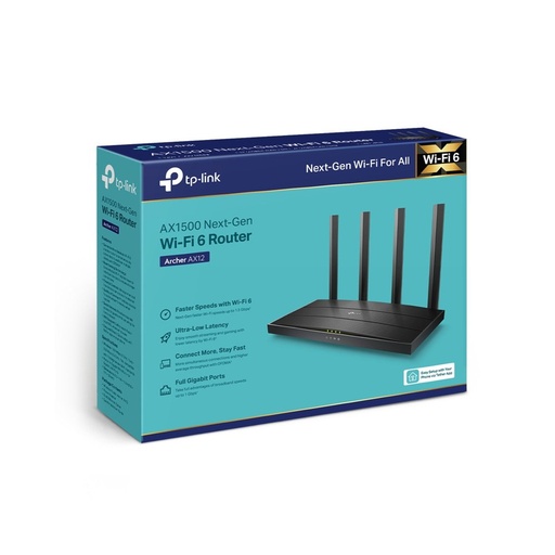 [ARCHERAX12] ROUTER TPLINK ARCHER AX12 WIFI 6 / AX1500 /DUAL BAND/4 ANT./4 PTOS. GE