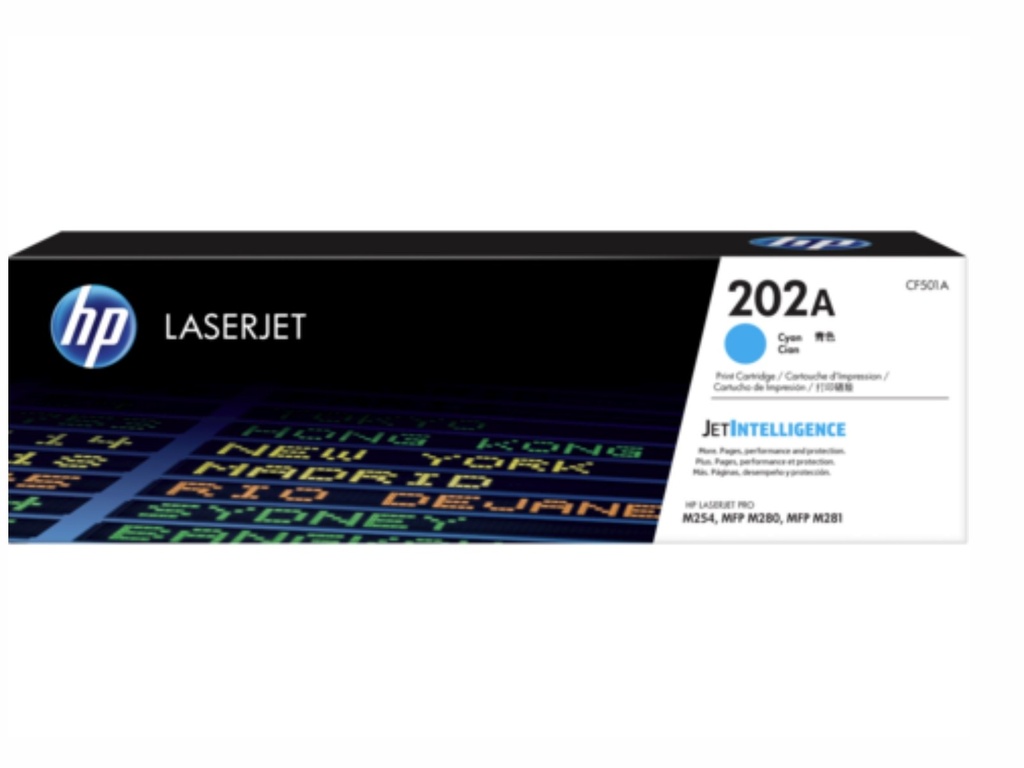 TONER HPINC 202A CYAN LASERJET M254DW/M281FDW 1300 PAG CF501A