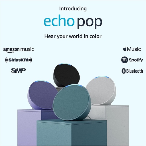 [B09ZX1LRXX] PARLANTE AMAZON ECHO POP B09ZX1LRXX COMPACTO / VERDE AZULADO / ALEXA / WIFI 5 / BT / EERO