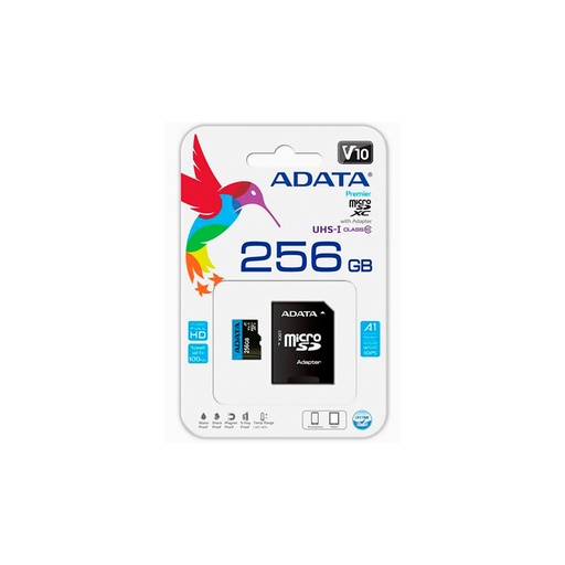[AUSDX256GUICL10A1-RA1] MICRO SDXC ADATA 256GB CON ADAPTADOR, UHS-I CLASS 10, V10, A1 (LECTURA 100MB/S ESCRITURA 25MB/S)