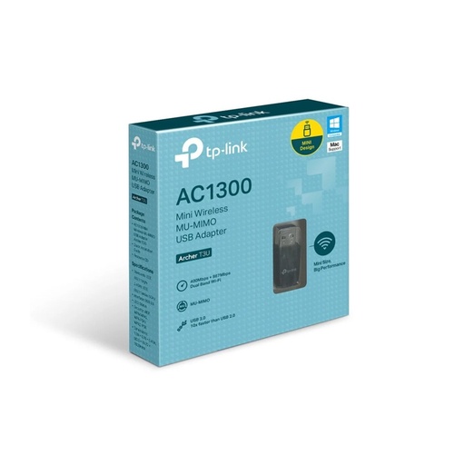 [ARCHERT3U] ADAPTADOR DE RED USB TP-LINK ARCHER T3U MINI AC1300 DUAL BAND 867MBPS A 5GHZ + 400MBPS A 2.4GHZ/USB