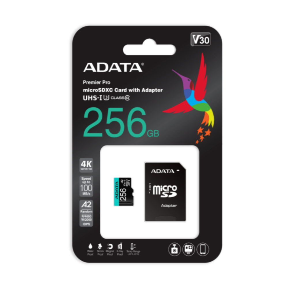 A1 MICRO SD ADATA 256GB PREMIER PRO MICROSDXC/SDHC UHS-I U3 CLASS 10 V30S
