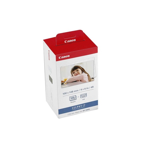 [3115B001AA] KIT TINTAS Y PAPEL CANON KP-108 4 X 6 108 PAG / CP1500 / 1200 / 1300 FOTOGRAFICA 3115B001
