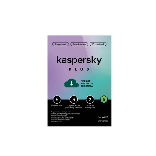 [KL1042DDAFS] LICENCIA KASPERSKY KL1042DDAFS PLUS / 1 DISPOSITIVO / 1 CUENTA KPM / 1 AÑO / B