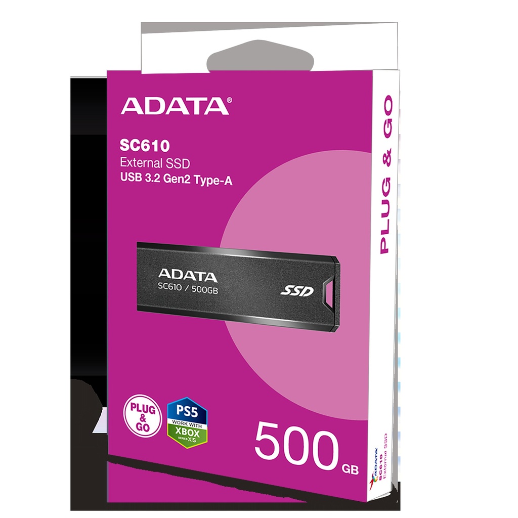 SSD ADATA EXTERNO SC610 500GB USB 3.2 GEN2 550/500MB/S COMPATIBLE PS5 XBOX