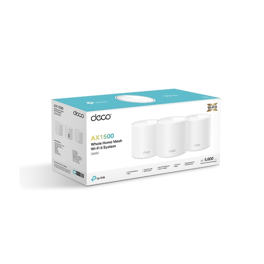 ROUTER/TPLINK/ DECO X10 /3-PACK SISTEMA WIFI DE MAYA AX15000 /120 DISP. CONECTADOS/2 PTOS GIGABIT