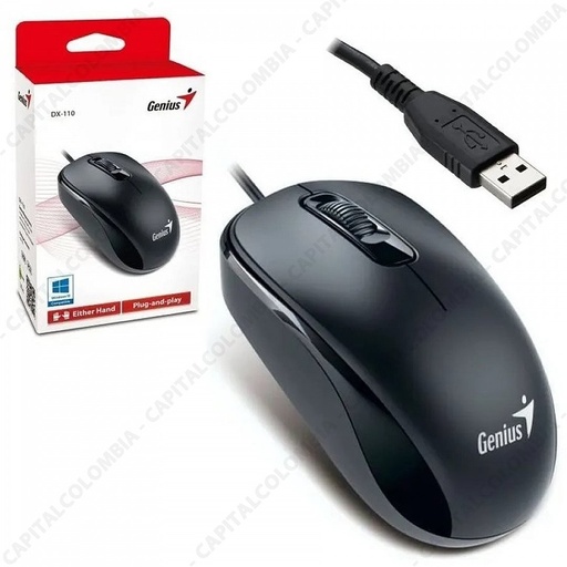 [31010028400] MOUSE GENIUS/DX-110 NEGRO /USB TIPO-C /3 BOTONES /1200 DPI /WINDOWS Y MAC