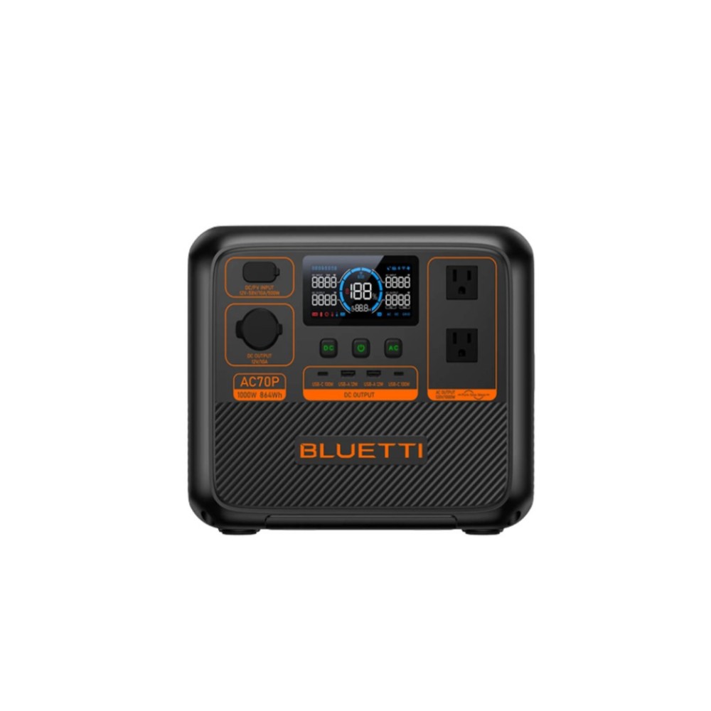 POWERSTATION BLUETTI/AC70P 864WH / BATERIA LITIO LIFEPO4 / 2 TOMAS 120V / USB-A X2 / USB-C