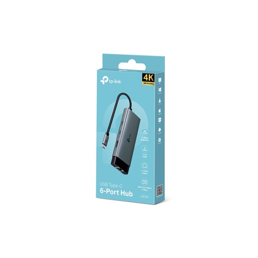 [UH6120C] CONVERTIDOR/TPLINK HUB UH6120 USB TIPO C /6 EN 1/ USB TIPO A X2 / USB TIPO C X2/ HDMI / RJ45