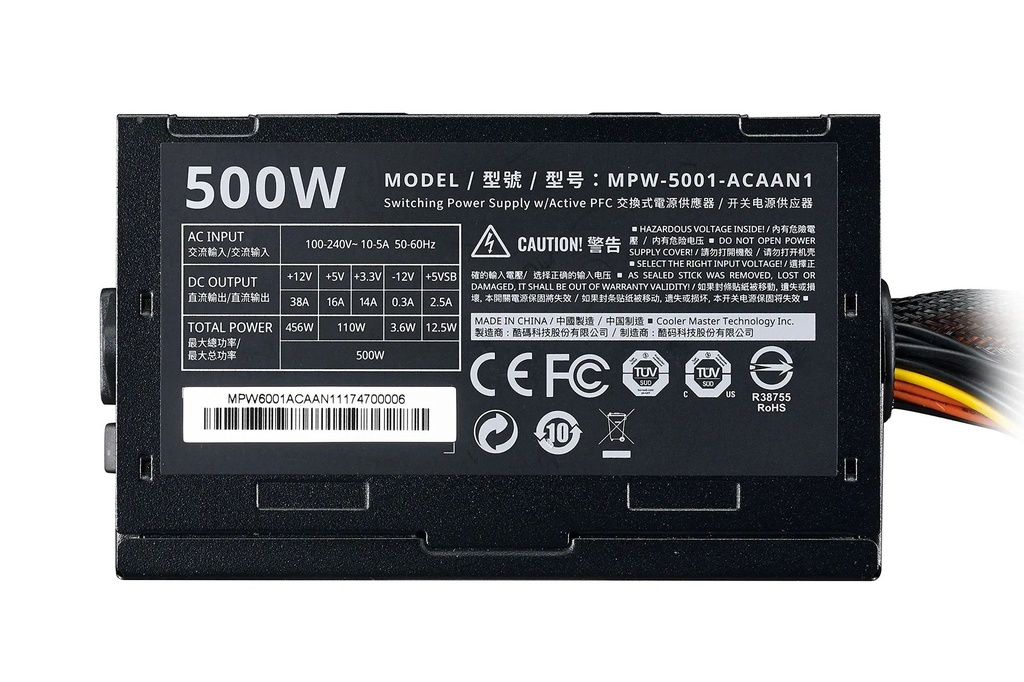 FUENTE CERTIFICADA COOLER MASTER ELITE NEX N600 FR A-US CABLE ATX1 2V