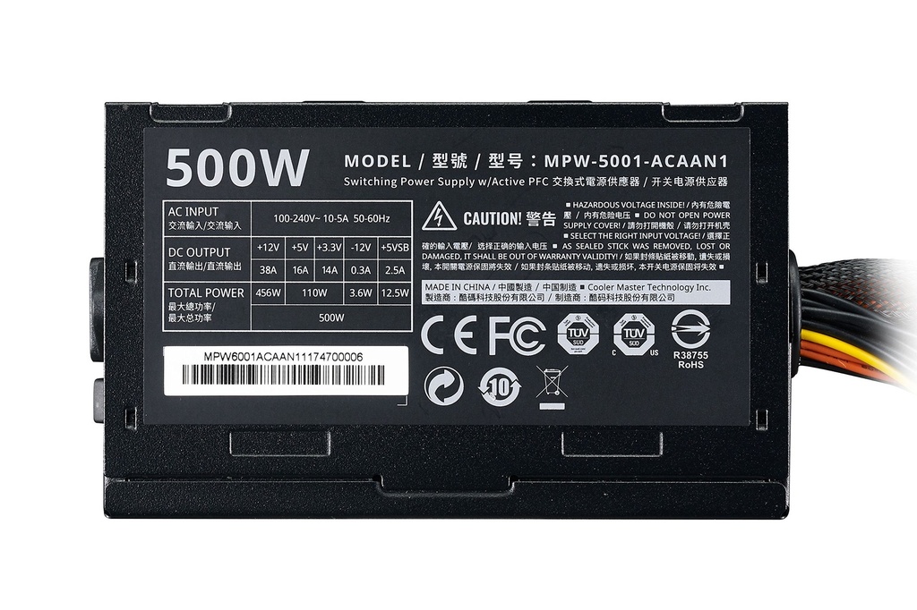 [MPW-6001-ACAN-BUS] FUENTE CERTIFICADA COOLER MASTER ELITE NEX N600 FR A-US CABLE ATX1 2V