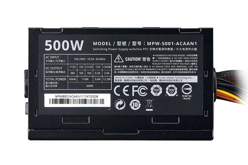 [MPW-6001-ACAN-BUS] FUENTE CERTIFICADA COOLER MASTER ELITE NEX N600 FR A-US CABLE ATX1 2V