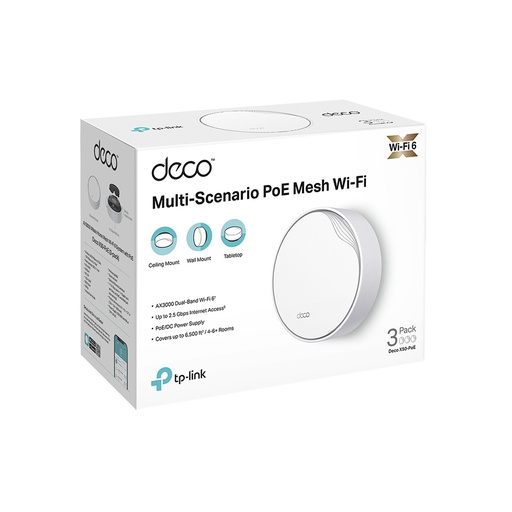 [DECOX50-POE-3PACK] ROUTER TPLINK DECO X50-POE 3-PACK SISTEMA WIFI DE MAYA AX3000 /150 DISP. CONECTADOS/ POE MULTIGI