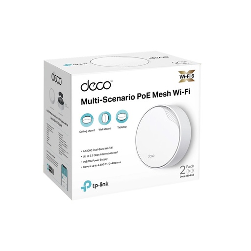 [DECOX50-POE-2PACK] ROUTER TPLINK DECO X50-POE 2-PACK SISTEMA WIFI DE MAYA AX3000 /150 DISP. CONECTADOS/ POE MULTIGI