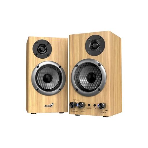 [31730054402] PARLANTE GENIUS/SP-HF520BT 2.0 COLOR MADERA /BT 5.3 /RMS 20W /SONIDO ENVOLVENTE 3D /FUENTE 120-24