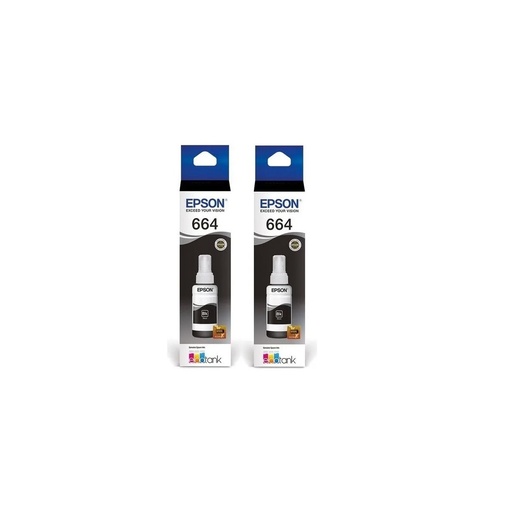 [T664120-2P] BOTELLAS EPSON T664 PACK 2 NEGRO L200/L350/L5190 T644120-2P