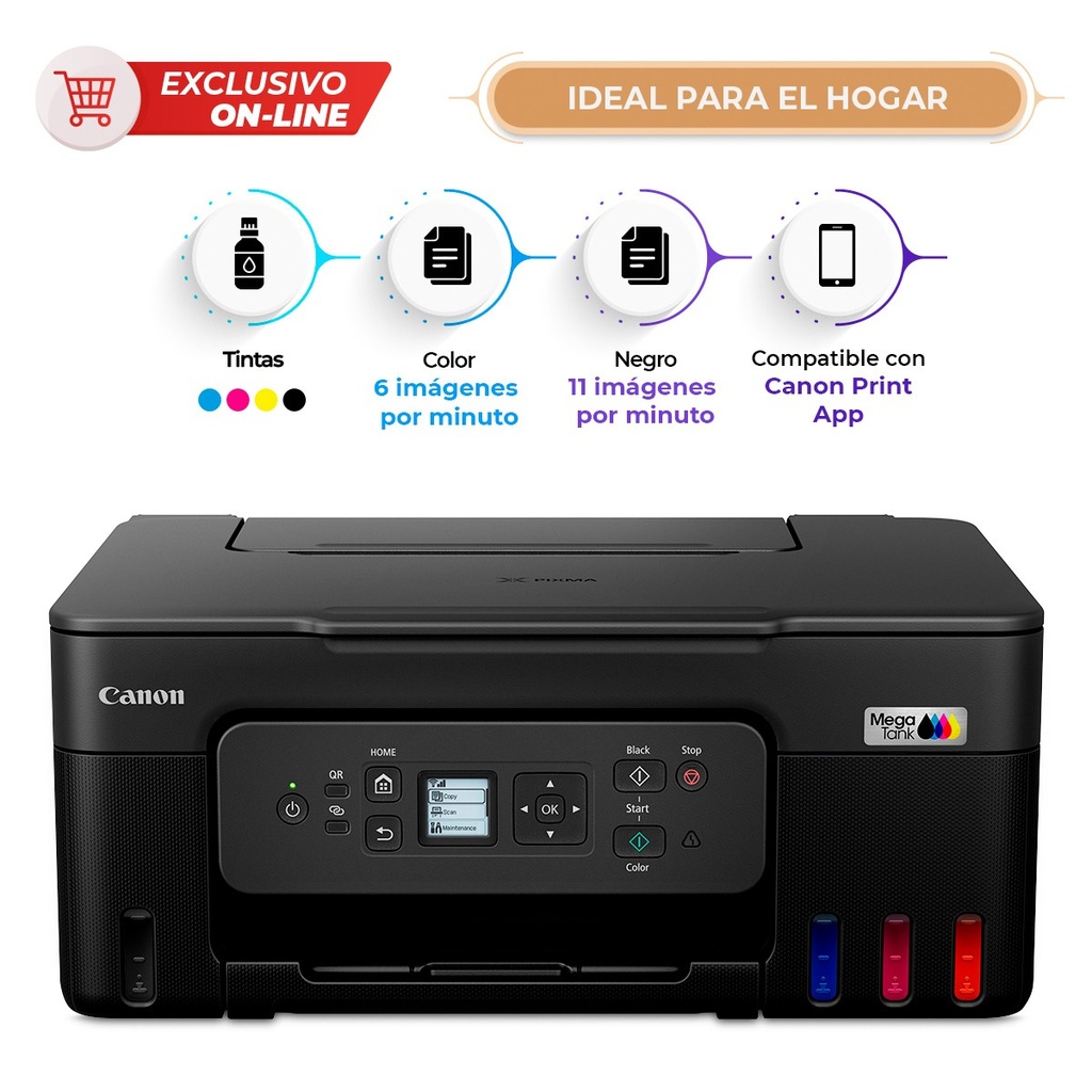 IMPRESORA/CANON PIXMA G3180 MULTIFUCION WIFI DUPLEX 11 IPM/6 IPM COLOR TINTA GI-11 PANTALLA 3.4CM