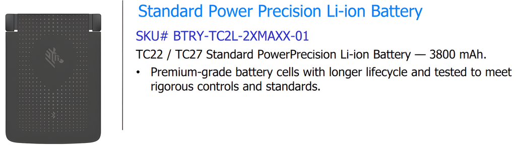 [BTRY-TC2L-2XMAXX-01] ACCESORIO ZEBRA/BATERIA ESTANDAR 3800 MAH PARA TC22-TC27