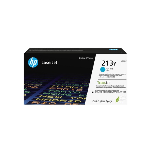 [W2131Y] CONSUMIBLE HPINC//TONER 213Y CYAN RENDIMIENTO SUPERIOR LASERJET 5700/5800/6700/6800 12000P W2131Y