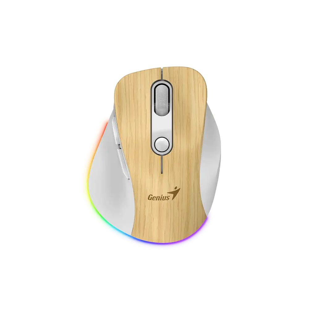 MOUSE GENIUS/WIRELLES MINI ERGO 9000S PRO PINE WOOD RECARGABLE DUAL BT Y 2 4GHZ RGB DPI 800 A 2