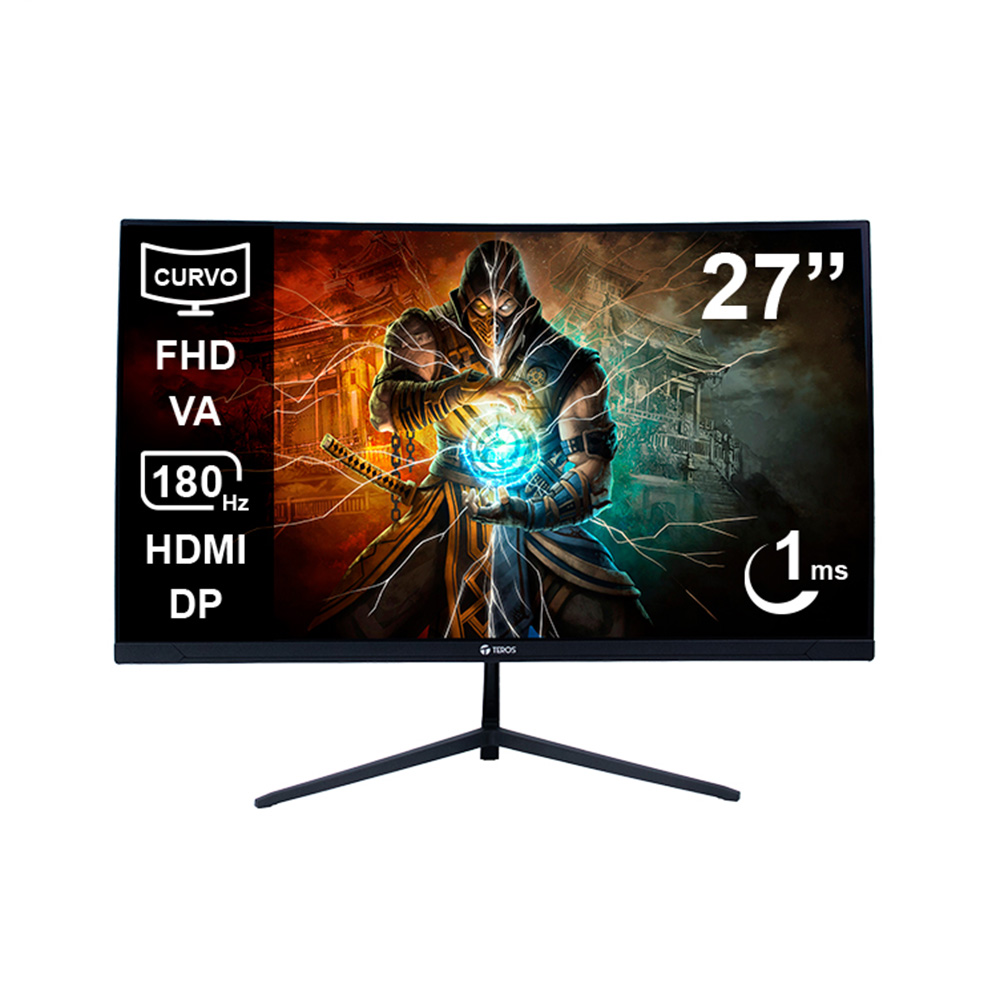 MONITOR TEROS TE-2787G 27 PULG GAMING CURVO FHD 1920X1080 180 HZ – 1MS AUDIO OUT 1HDMI 1DP