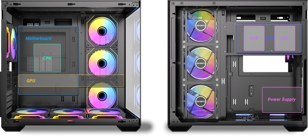 [CXMIRROR-B] CASE ANTEC/CX MIRROR MID TOWER ARGB 3X120MM BOTTOM 3X120MM RIGHT SIDE 1X120MM REAR