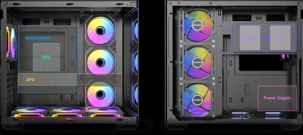 CASE ANTEC/CX MIRROR MID TOWER ARGB 3X120MM BOTTOM 3X120MM RIGHT SIDE 1X120MM REAR