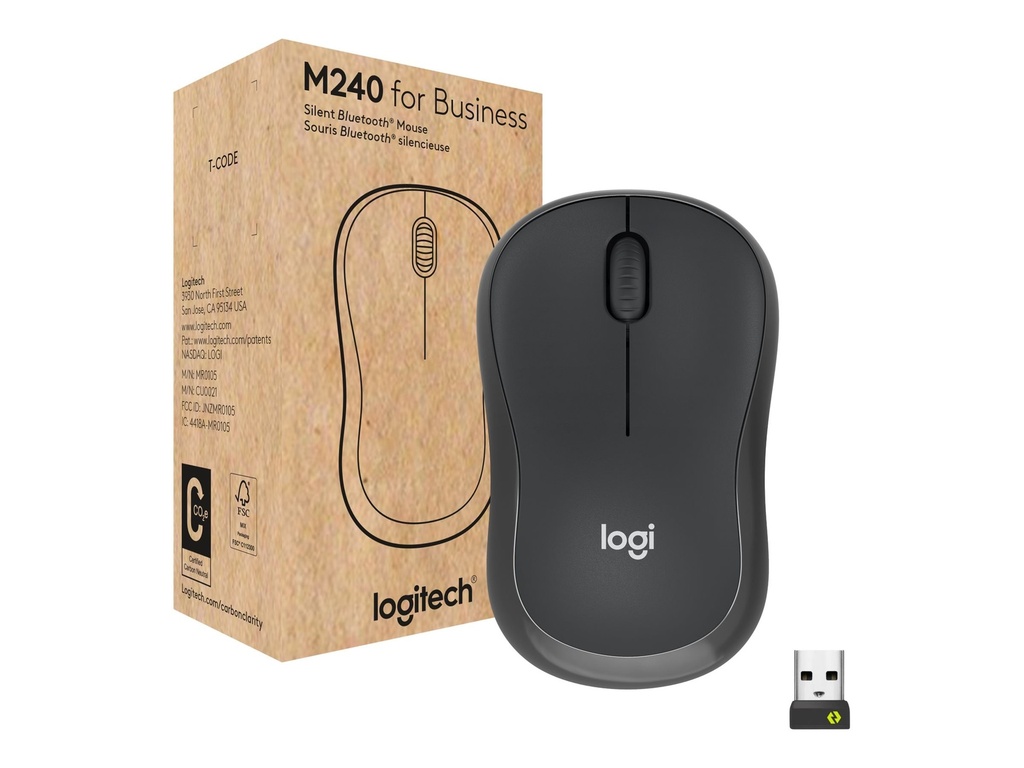 MOUSE LOGITECH/M240/BLUETOOTH/SILENT/3 BOTONES/INTRRUP.ENCD-APGDO/GRAPHITE