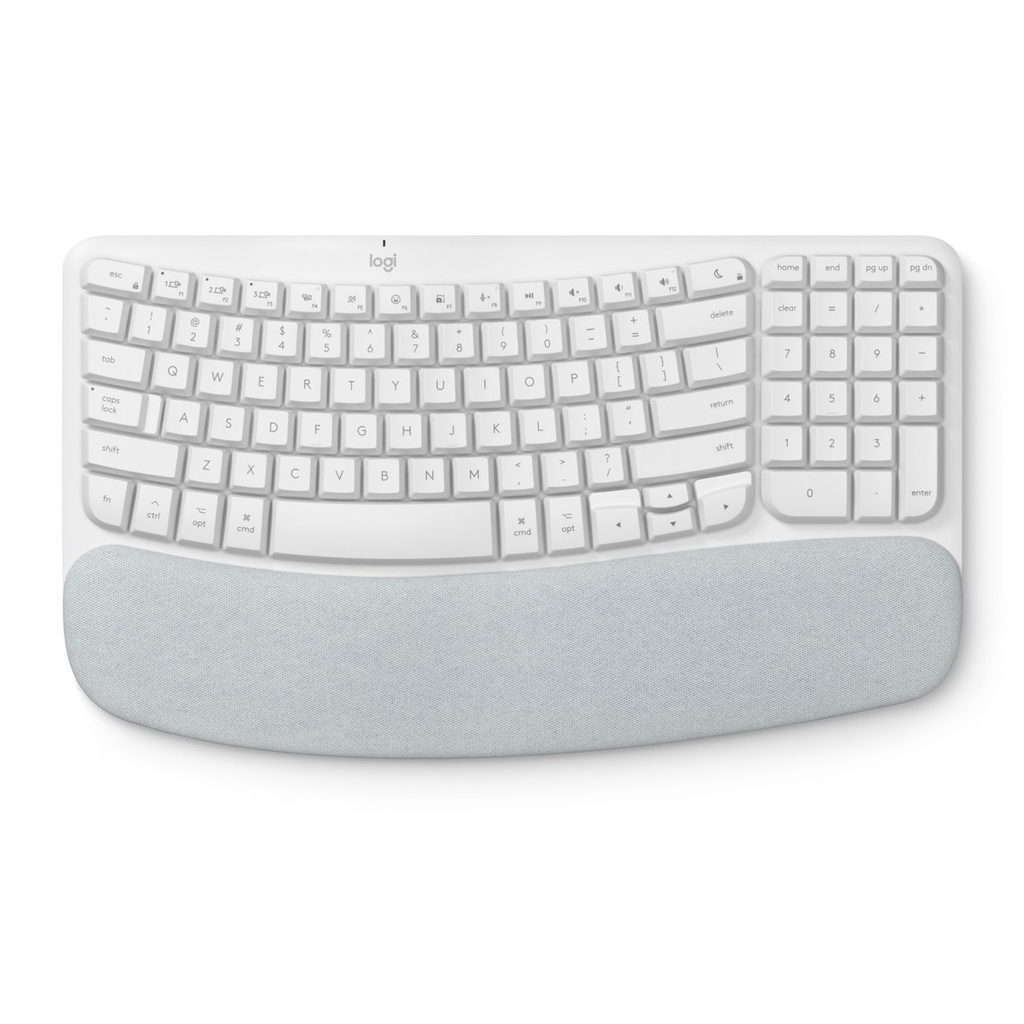 TECLADO LOGITECH/WAVE KEYS/WIRELESS/ERGONOMICO/REPOSAMANOS/INCLY. NUM-PAD/ HASTA 3 DISPTVOS/NEGRO