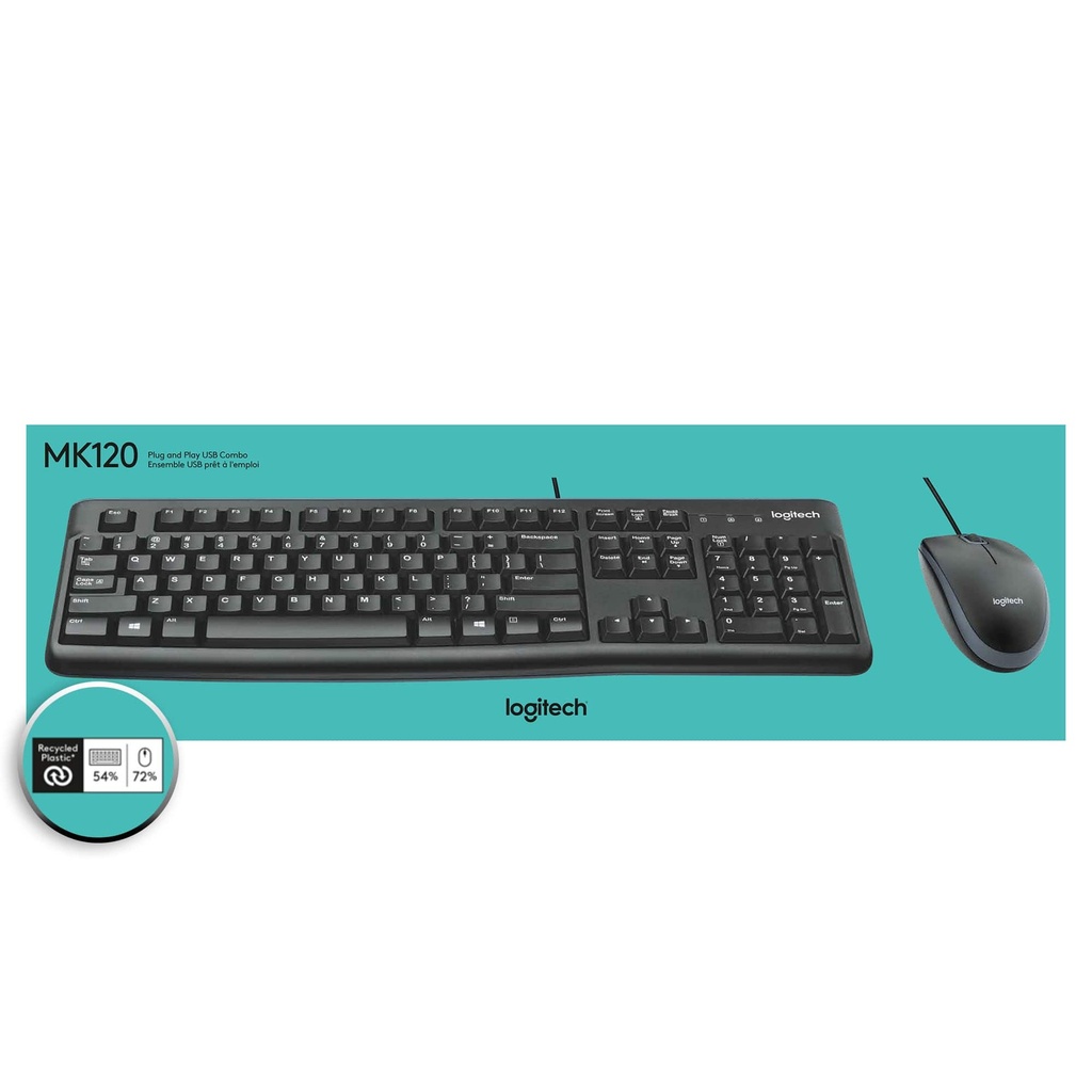 COMBO LOGITECH/TECLADO Y MOUSE MK120 DESKTOP/USB/TECLAS CONCAVAS