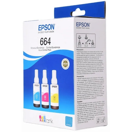 [T664520-3P] CONSUMIBLE/EPSON T664 PACK 3 CYAN/MAGENTA/AMARILLO L200/L350/L355 T664520-3P