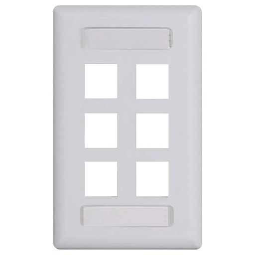 [SUMREDIC107S06W] FACEPLATE CLASISIC 6PORT 1G W-STATION ID BLANCO