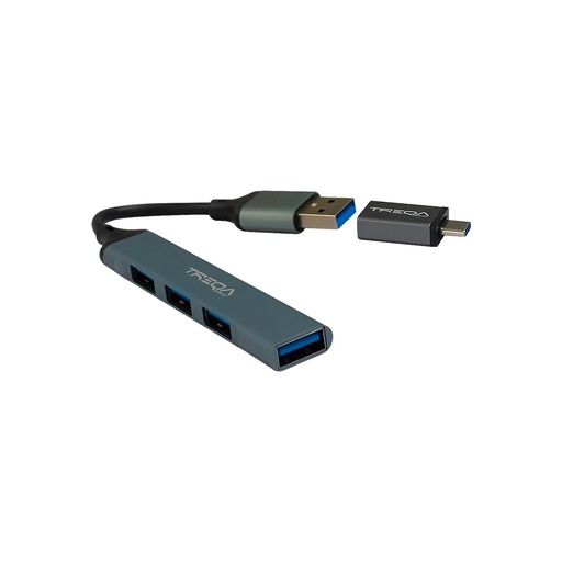 [HUBTRQT30TYC4P] HUB TREQA USB TYPE-C TO 4 PUESTOS USB3.0 SILVER