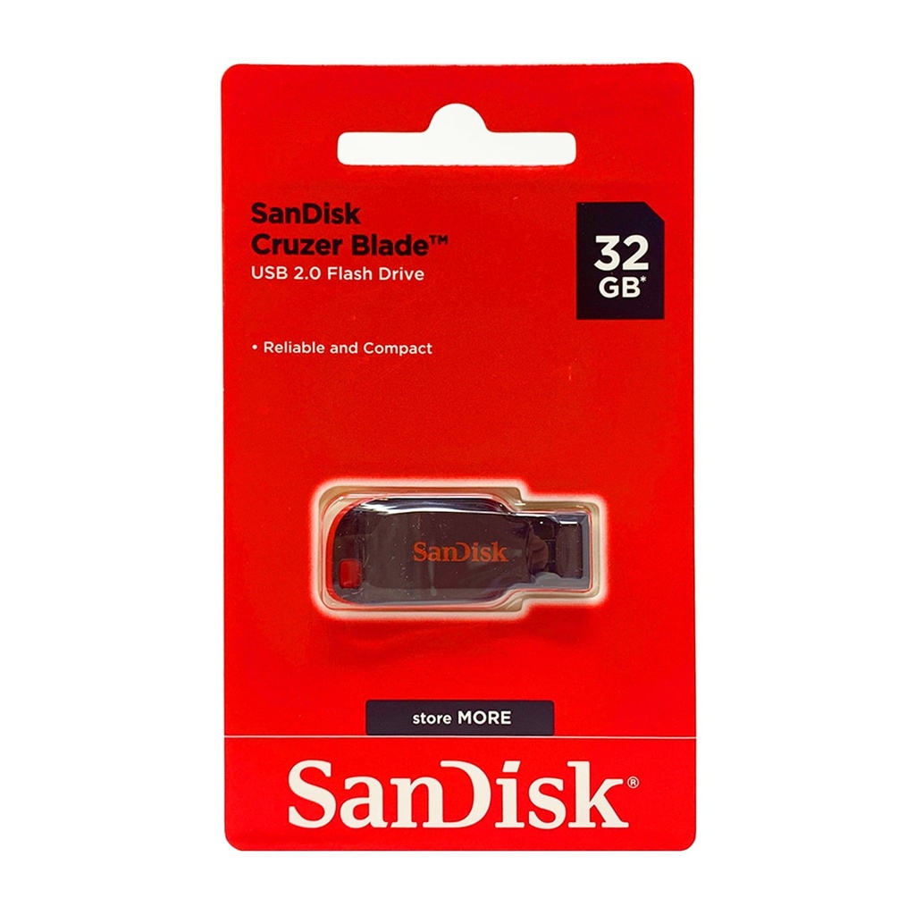 FLASH MEMORY SANDISK 32GB Cruzer Blade USB-A 2.0 Black-Red