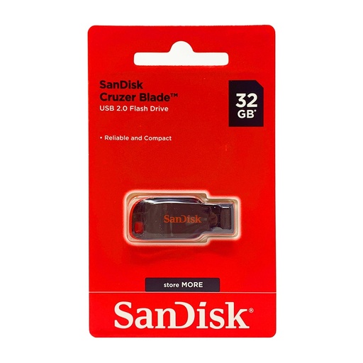 [FMESNDZ5032GB35] FLASH MEMORY SANDISK 32GB Cruzer Blade USB-A 2.0 Black-Red